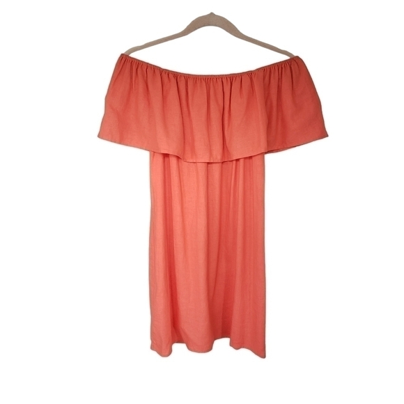 Show Me Your MuMu Orange Off The Shoulder Linen Mini Dress - Picture 5 of 11